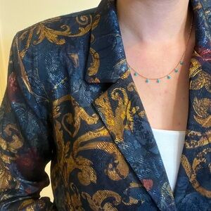 Vintage J.B.T Sport Petites by Fritzi Blue Brocade Blazer in size Petite Medium